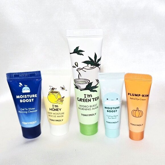 4 Tonymoly Green Tea, Honey Mask, Moisture Boost Eye Serum, Plump-Kin Eye Cream - Picture 1 of 2